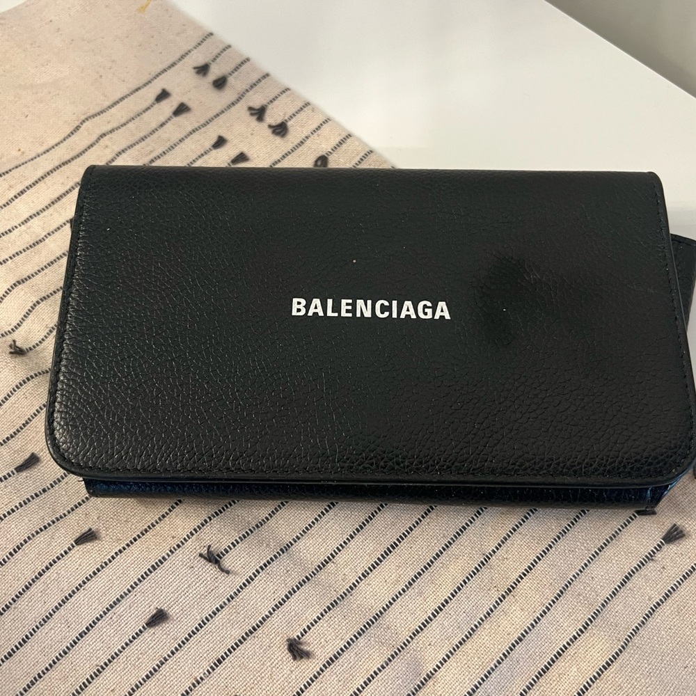 Balenciaga Black Leather Clutch